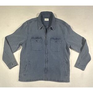 Lucky Brand Full Zip Jacket Men's XL Waffle Knit Blue Over Coat